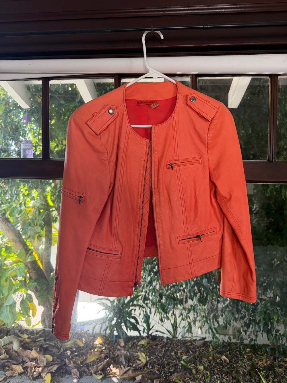 Alice + Olivia Coral Leather Jacket
